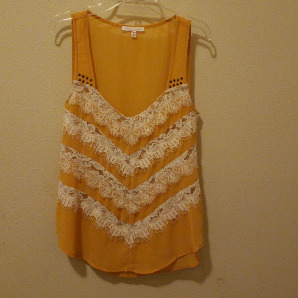 Yellow and white lace | sleeveless top
